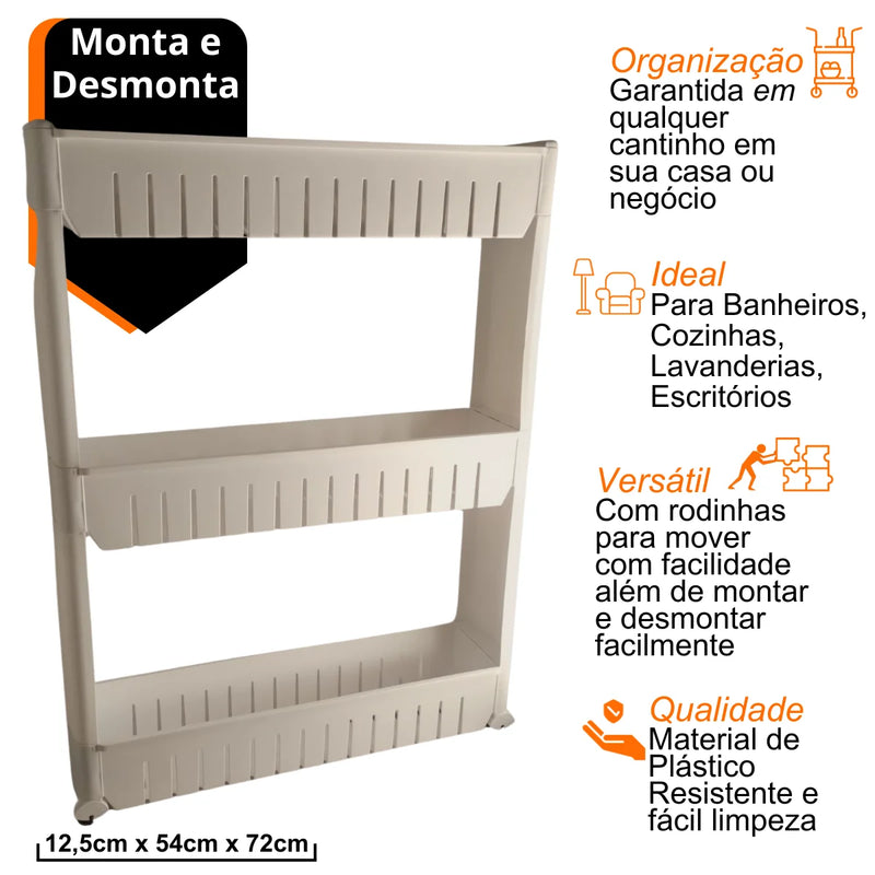 Rack Organizador de Carrinho 3 Prateleiras