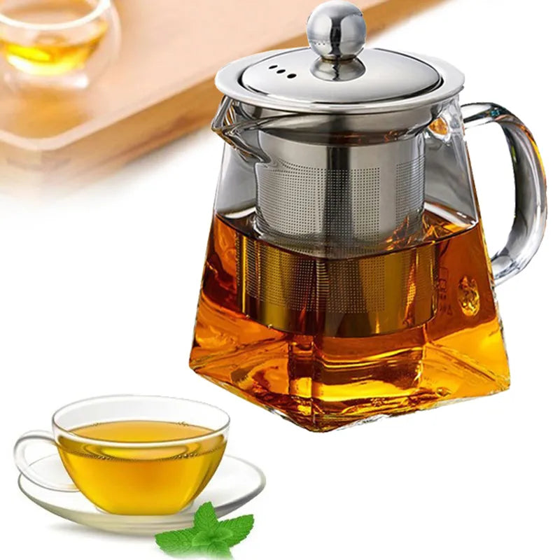 Chaleira de Vidro com Infusor de Aço Inoxidável