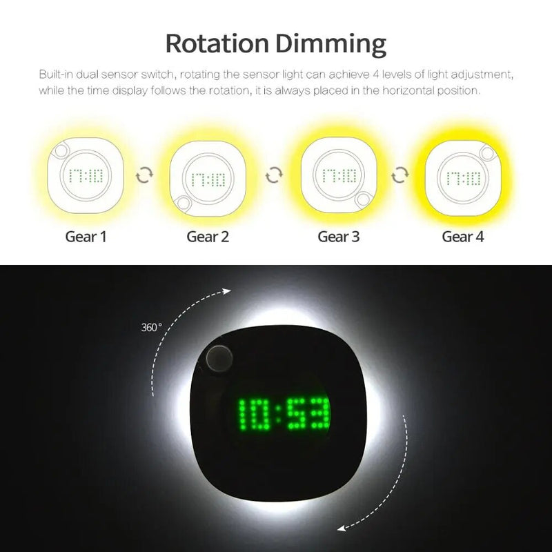 Relógio Digital de Parede com Luz Sensor de LED Recarregável USB e Pilha