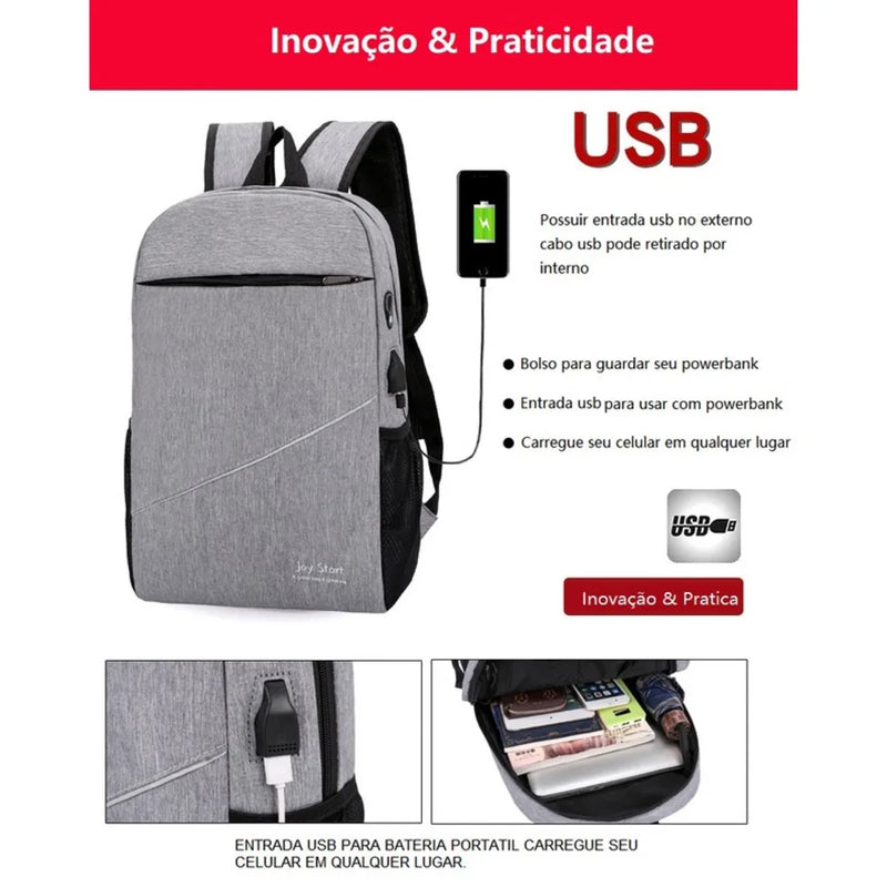 Mochila Social Notebook Conjunto USB