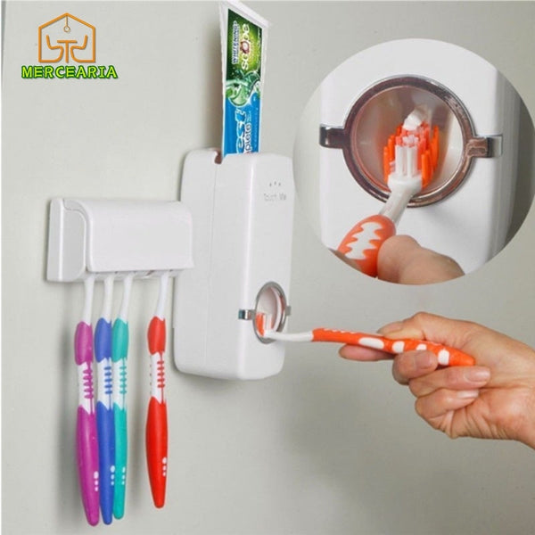 Dispensador Automático para Pasta Dental e Porta Escova Dental