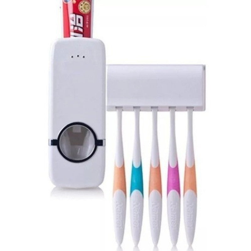 Dispensador Automático para Pasta Dental e Porta Escova Dental