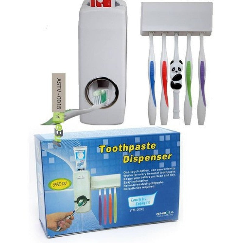 Dispensador Automático para Pasta Dental e Porta Escova Dental