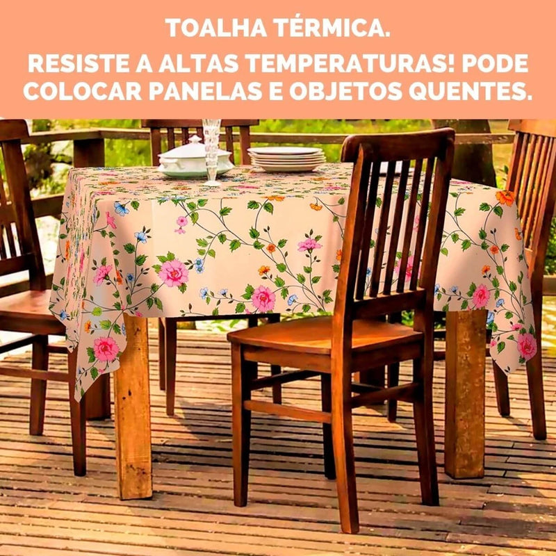 Toalha de Mesa de Plástico Térmica Para 4 6 8 e 10 Lugares Grossa Várias Estampas Quadrada Decoração Cozinha